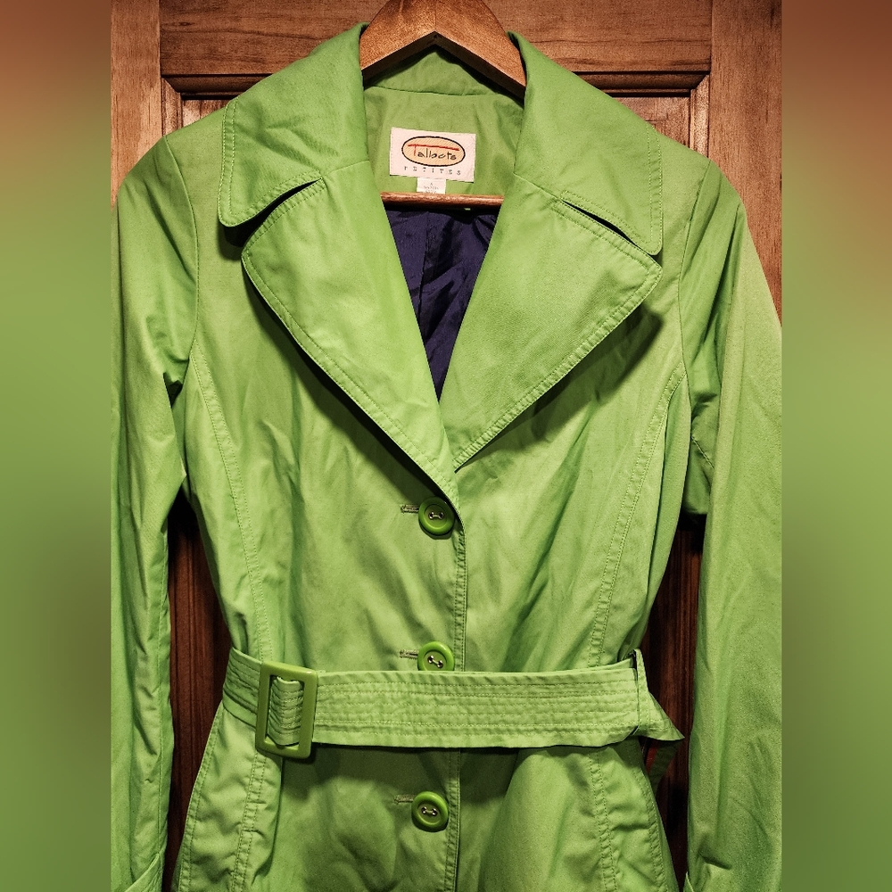 Talbots Lime Green Belted Rain Jacket - Picture 2 of 6